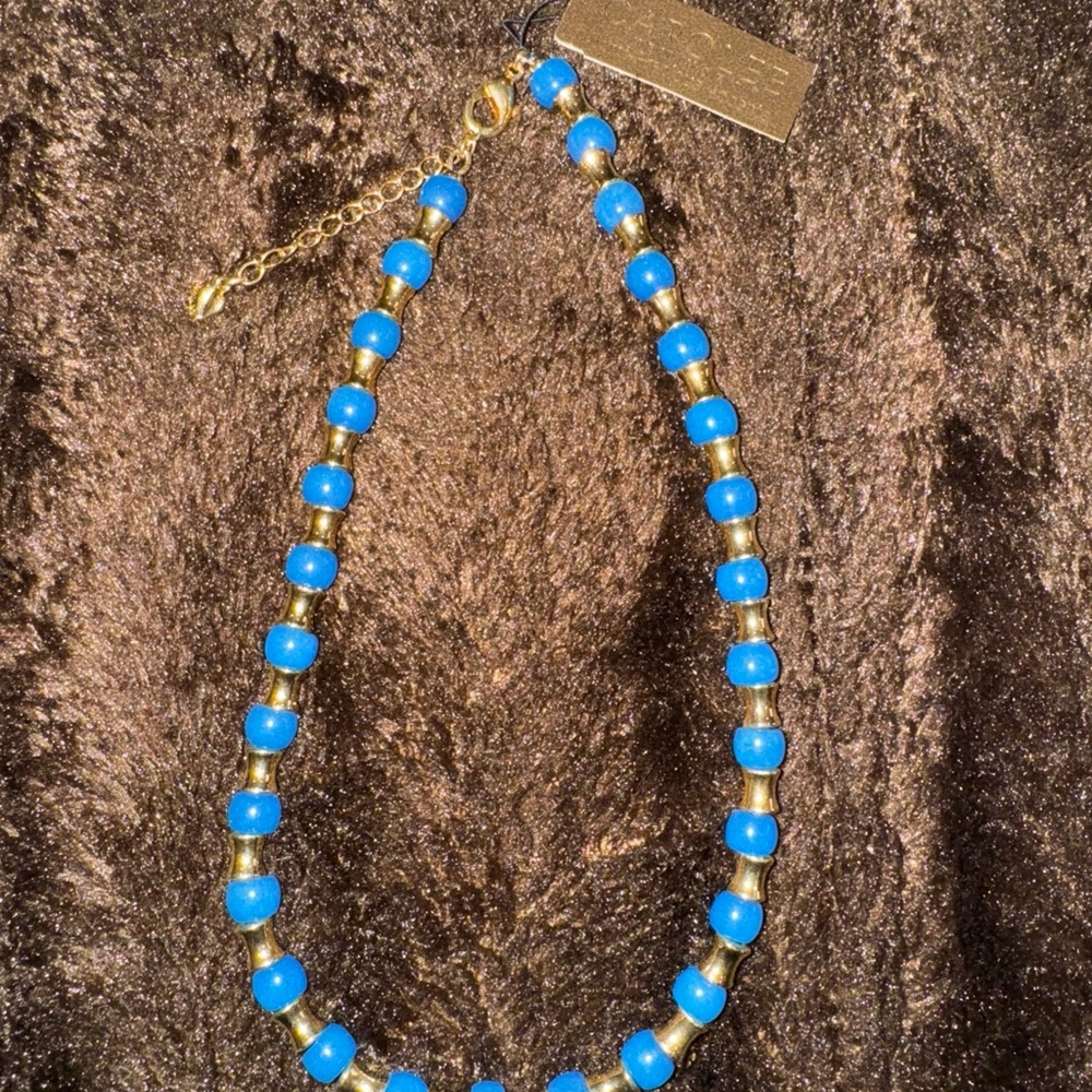 Carolee Elegant Blue and Gold Beaded Necklace